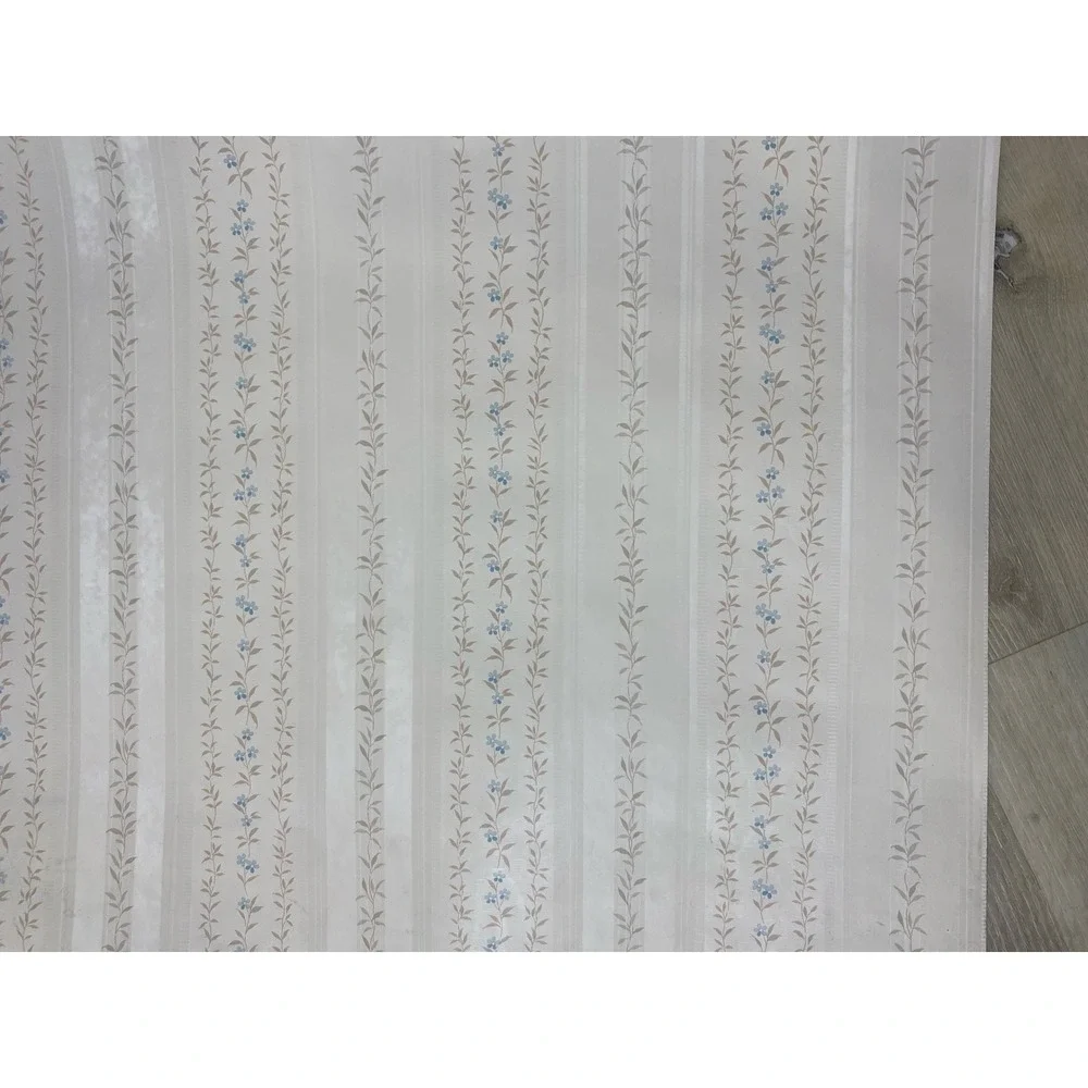 Vintage Floral Stripe Wallpaper Roll Cream Blue Tan Cottagecore Home Decor